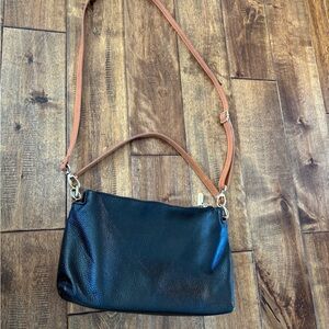 Valentina Black and Tan Crossbody Bag